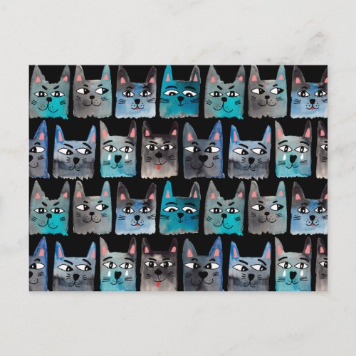 Blue cats postcard