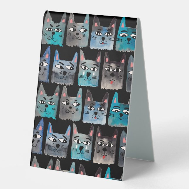 Blue cats table tent (Front)