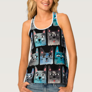 Blue cats tank top