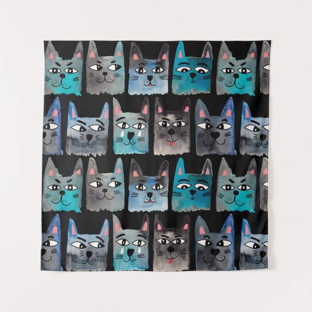 Blue cats tapestry (Front)