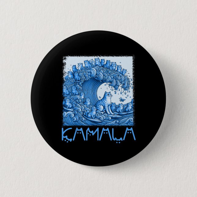 Blue Cats Wave For Kamala 2024  Button (Front)