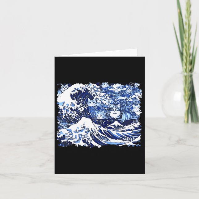 Blue Cats Wave For Kamala Funny Cat Lady  Card (Front)