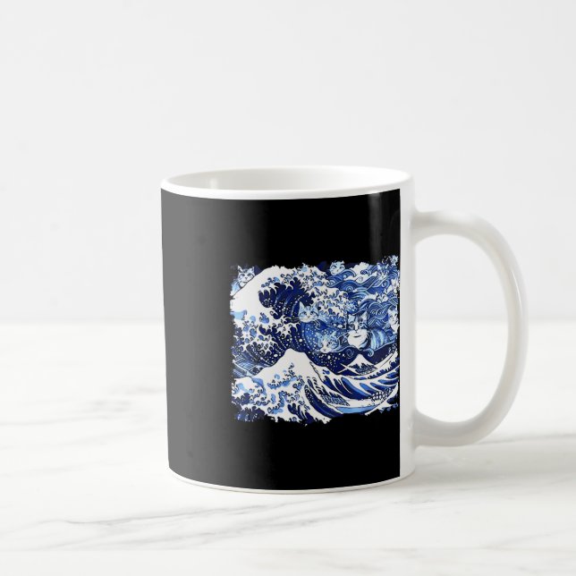 Blue Cats Wave For Kamala Funny Cat Lady  Coffee Mug (Right)