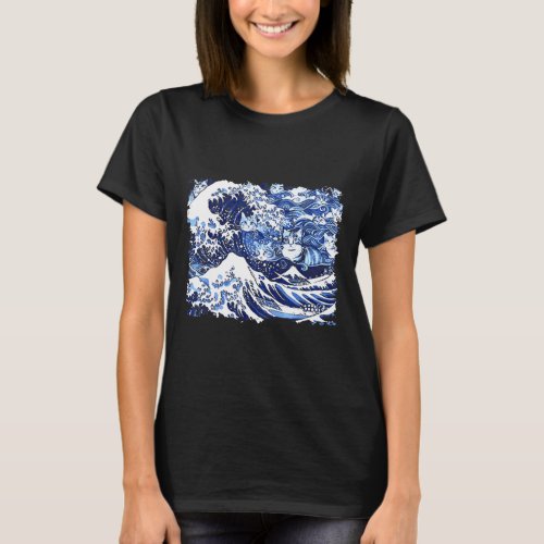 Blue Cats Wave For Kamala Funny Cat Lady  T_Shirt