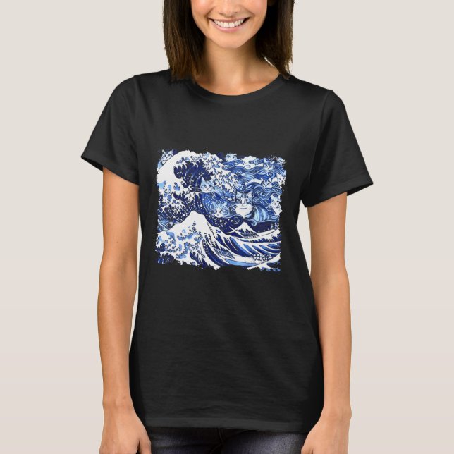 Blue Cats Wave For Kamala Funny Cat Lady  T-Shirt (Front)