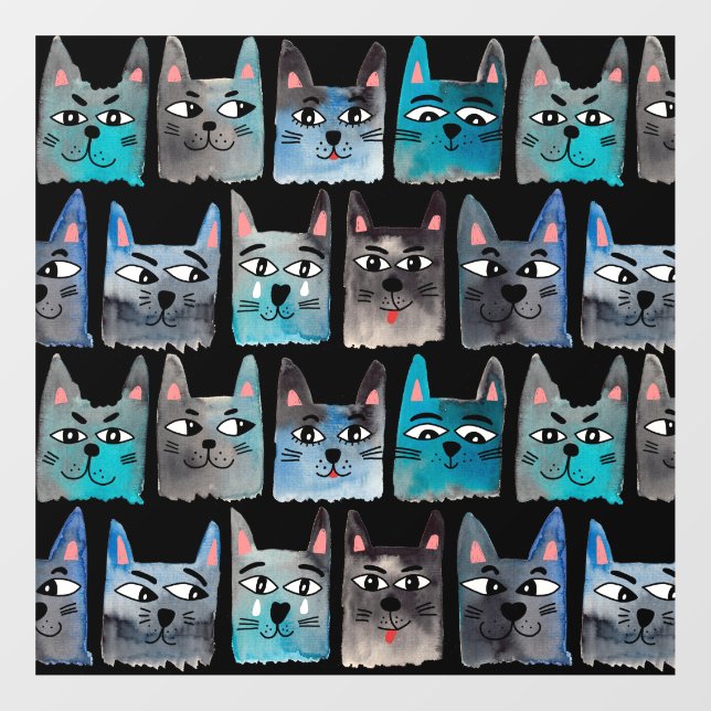 Blue cats window cling (Sheet)