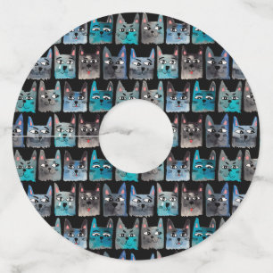 Blue cats wine glass tag