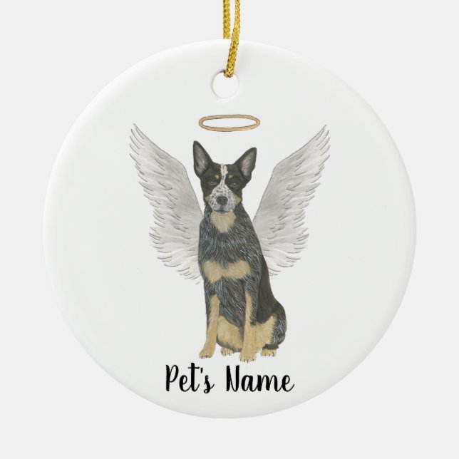 Blue Cattledog Heeler Sympathy Memorial Ceramic Ornament (Front)
