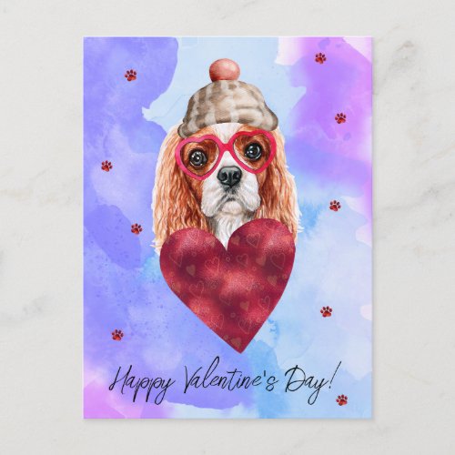 Blue Cavalier Spaniel Valentines Day Gift Dog Holiday Postcard