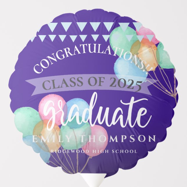 Blue Celebration Class Of 2025 Graduation Party Balloon (Front)