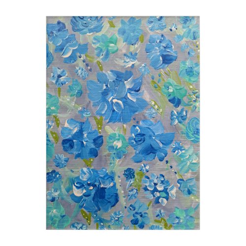 Blue Celebration Floral Acrylic Wall Art 