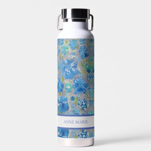 Blue Celebration Floral Custom Water Bottle