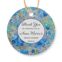Blue Celebration Floral Favor Tags