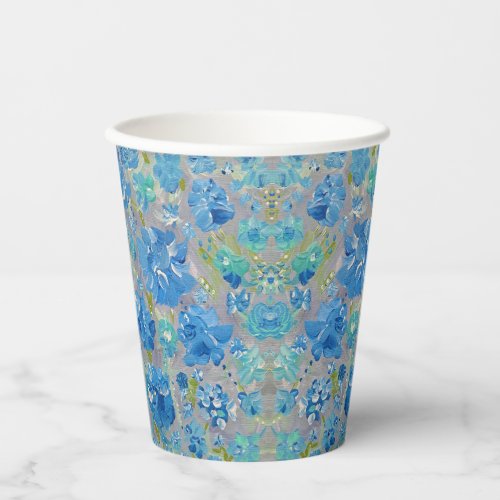 Blue Celebration Floral Paper Cups
