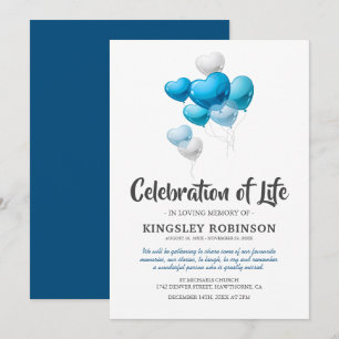 Blue Celebration of Life Funeral Invitation
