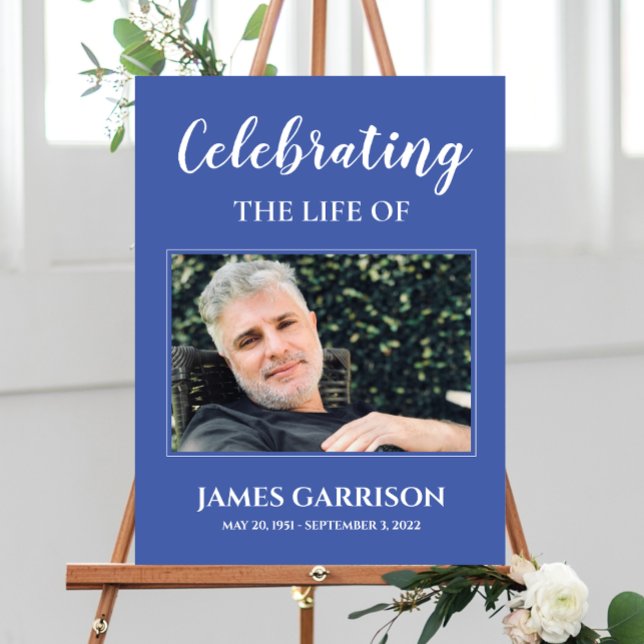 Blue Celebration Of Life with Photo Memorial Foam Board (Creator Uploaded)