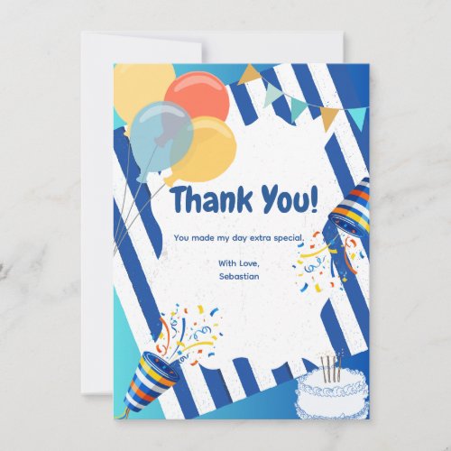 Blue Celebration Thank You Card