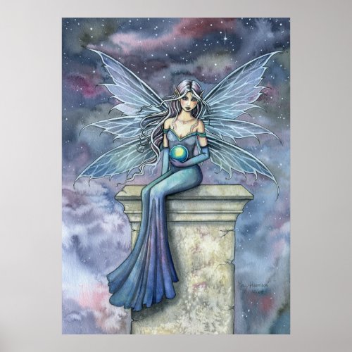 Blue Celeste Fantasy Fairy Art Poster Print