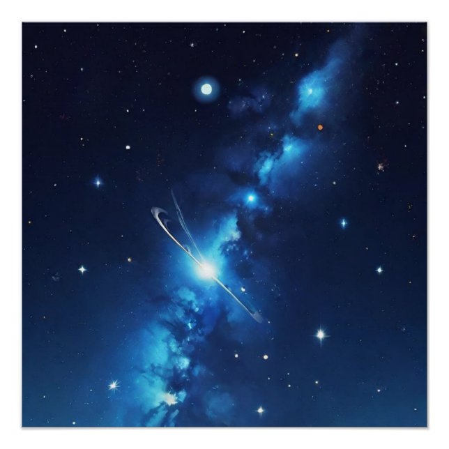 Blue celestial galaxy of stars poster (Front)