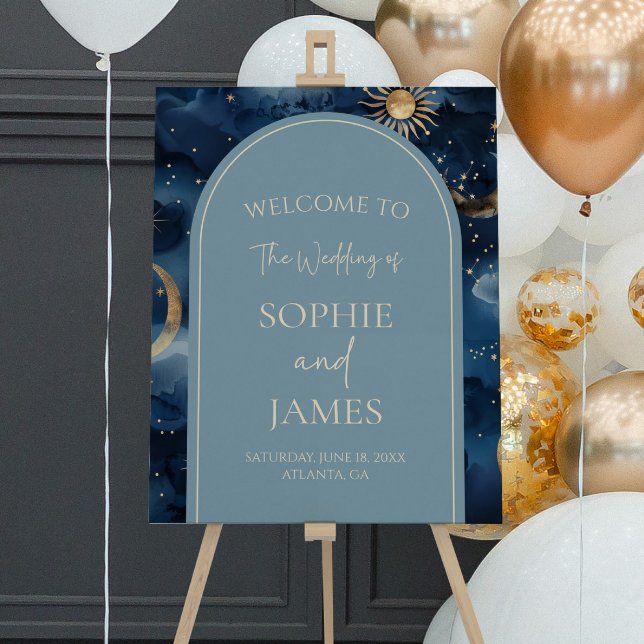 Blue Celestial Starry Sky Wedding Welcome Sign (Creator Uploaded)