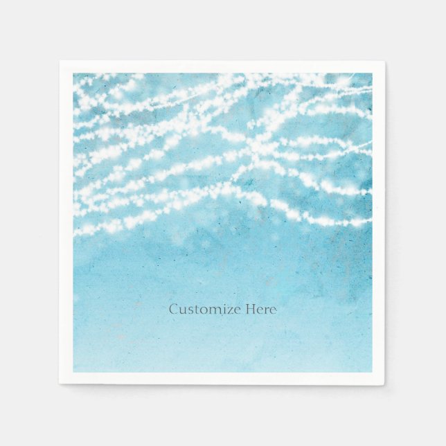 Blue Celestial String Lights Rustic Wedding Party Napkins (Front)