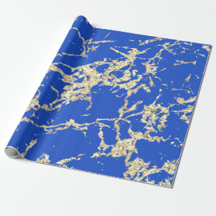 Blue Celestials Gold Marble Strokes Gift Idea Wrapping Paper