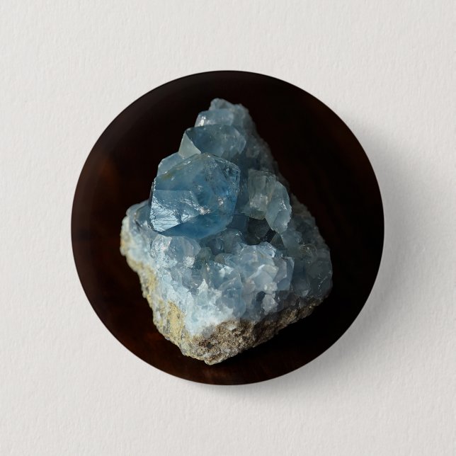 Blue Celestite Crystal Button (Front)