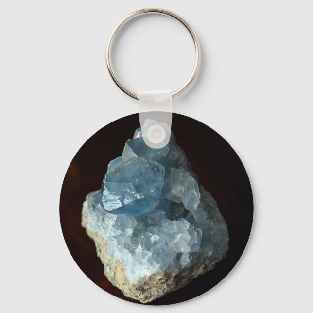 Blue Celestite Crystal Keychain (Back)