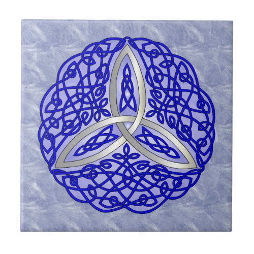 Blue Celtic Art Trinity Knot Tile