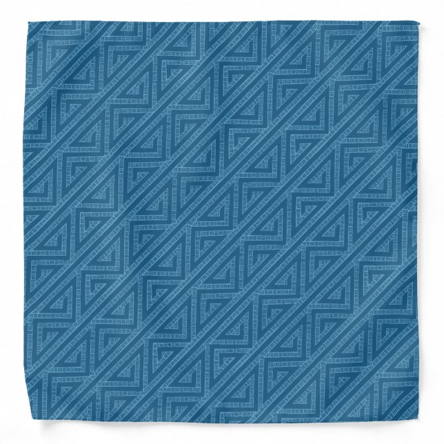 Blue Celtic Art Zig Zag Iron Age Tribal Pattern Bandana (Front)