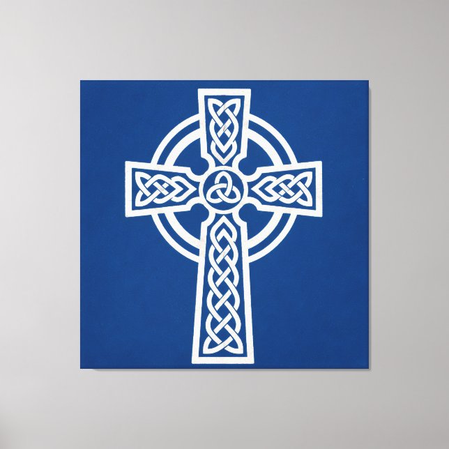 Blue Celtic Cross Canvas Print (Front)