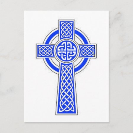 Blue Celtic Cross Design Postcard