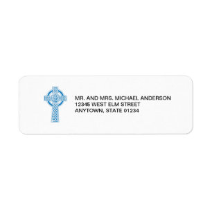 Blue Celtic Cross Label