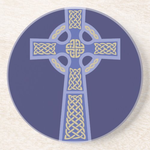 Blue Celtic Cross Sandstone Coaster