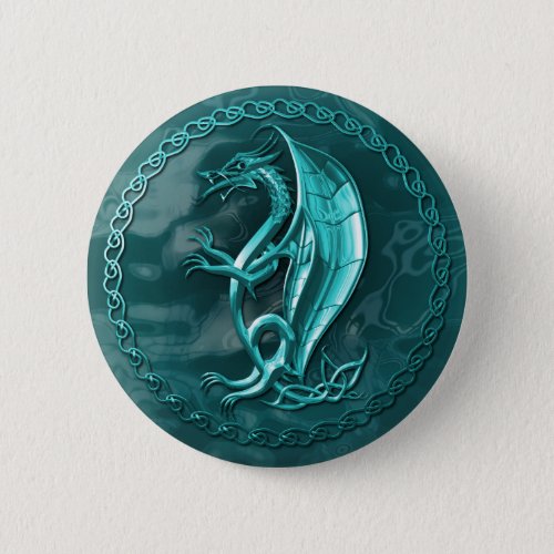 Blue Celtic Dragon Button