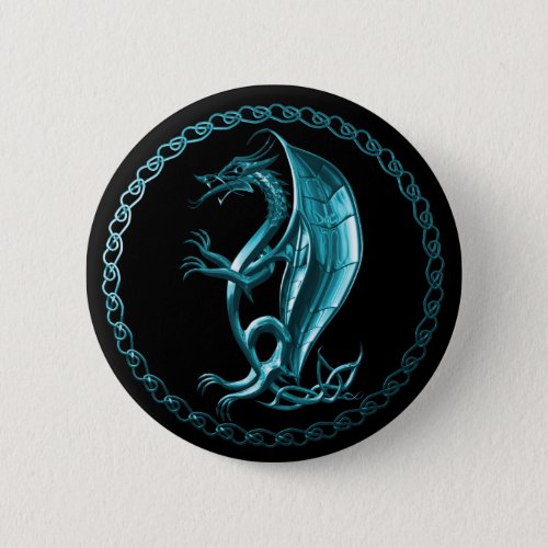 Blue Celtic Dragon Button