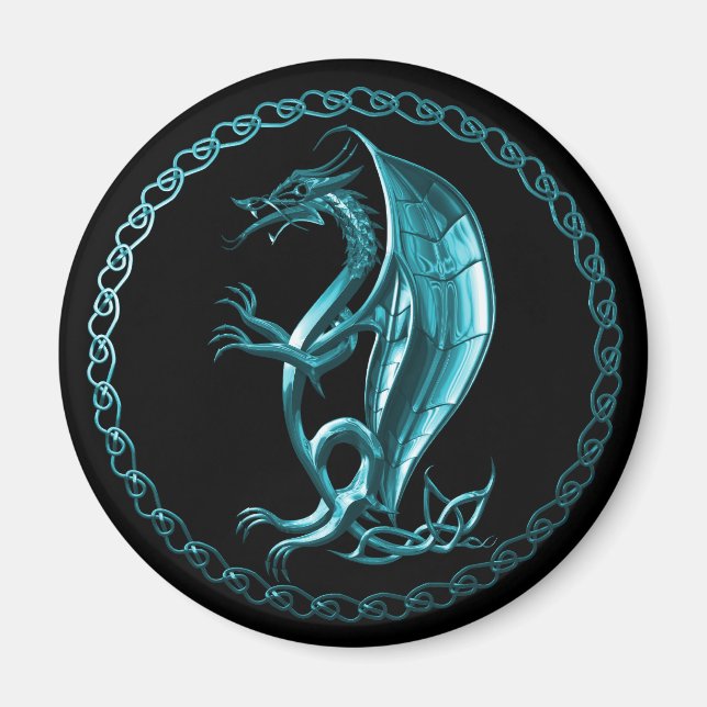 Blue Celtic Dragon Magnet (Front)