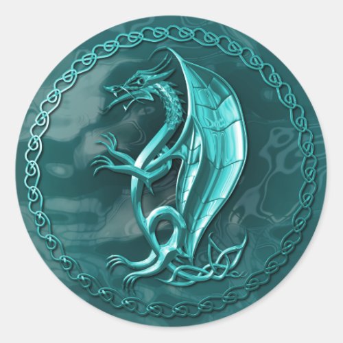 Blue Celtic Dragon Sticker