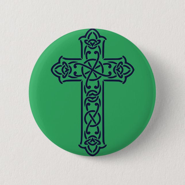 Blue Celtic High cross Button (Front)