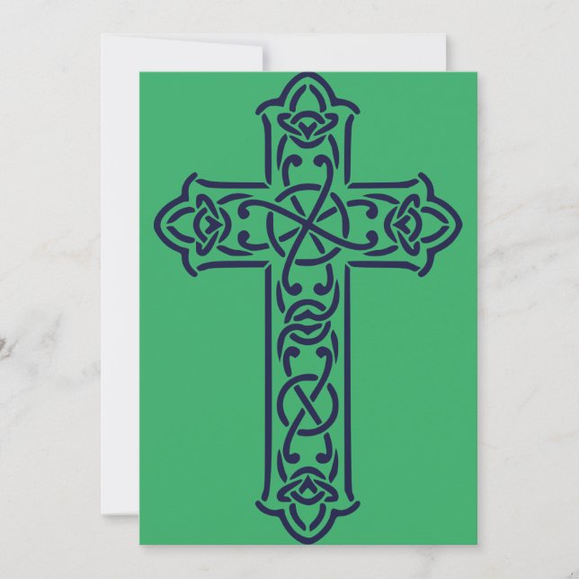 Blue Celtic High cross Holiday Card (Front)