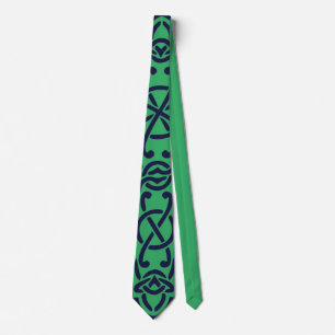 Blue Celtic High Cross Insular Sacred Art Neck Tie