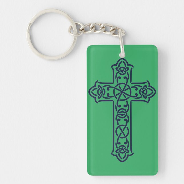 Blue Celtic High cross Keychain (Front)