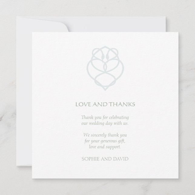 Blue Celtic Irish Swan Love Knot Wedding Photo Thank You Card (Back)