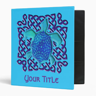 Blue Celtic Knot Turtle Customizable Binder