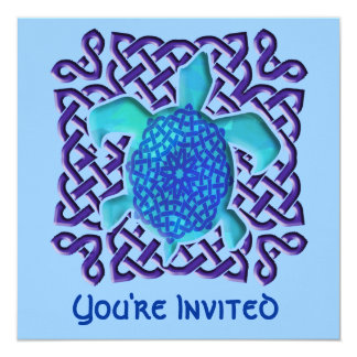 Blue Celtic Knot Turtle Invitations