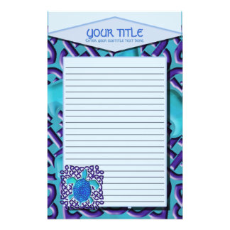 Blue Celtic Knot Turtle Lined Stationery