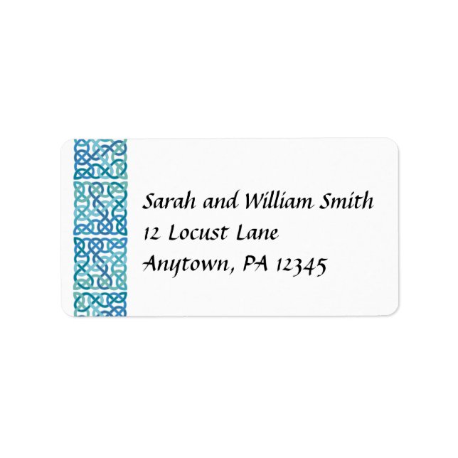 Blue Celtic Knots Elegant Scottish Themed Label (Front)