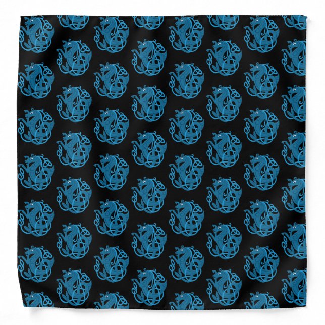 Blue Celtic Seahorse Bandana (Front)