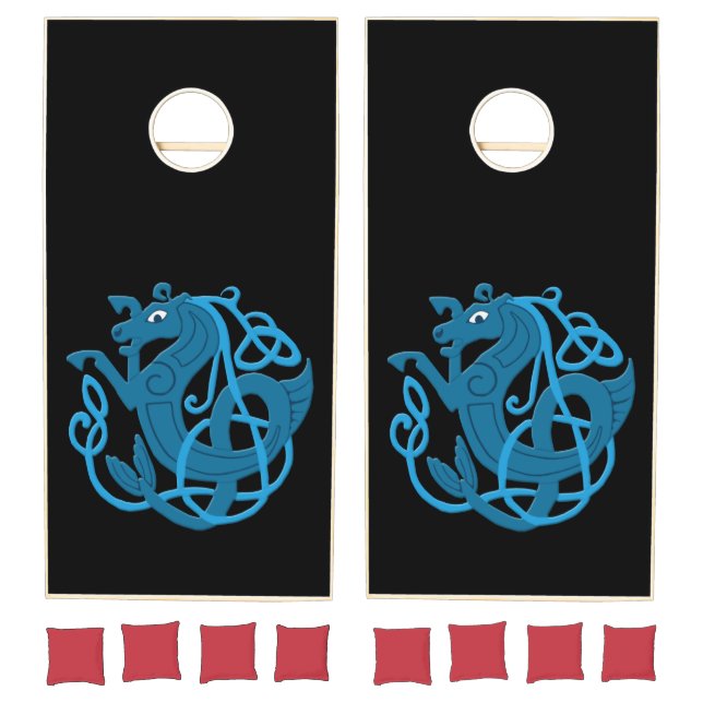 Blue Celtic Seahorse Cornhole Set (Set)