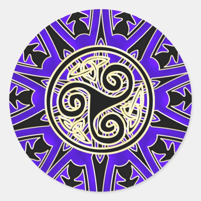 Blue Celtic Triskele Mandala Sticker (Front)
